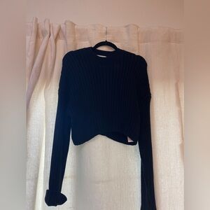 Navy cropped Zara sweater